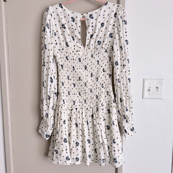 FREE PEOPLE Two Faces Smocked Mini Dress White - Picture 4 of 8